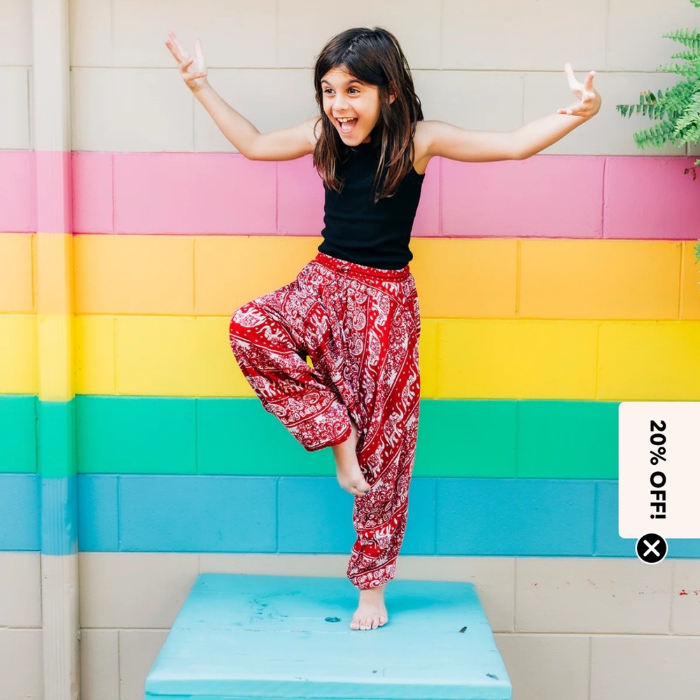 Buddha Pants KIDS RED LOTUS HAREM PANT Hippie Flow Art Dance Boho